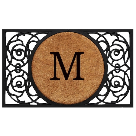 Calloway Mills Monogram Door Mat, Natural, Black, 18 in W x 30 in L 180031830M